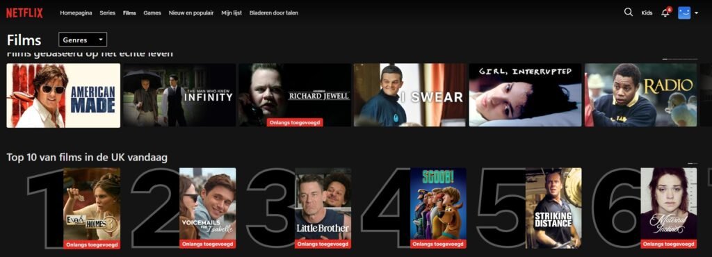 Netflix UK library unlocked using Proton VPN