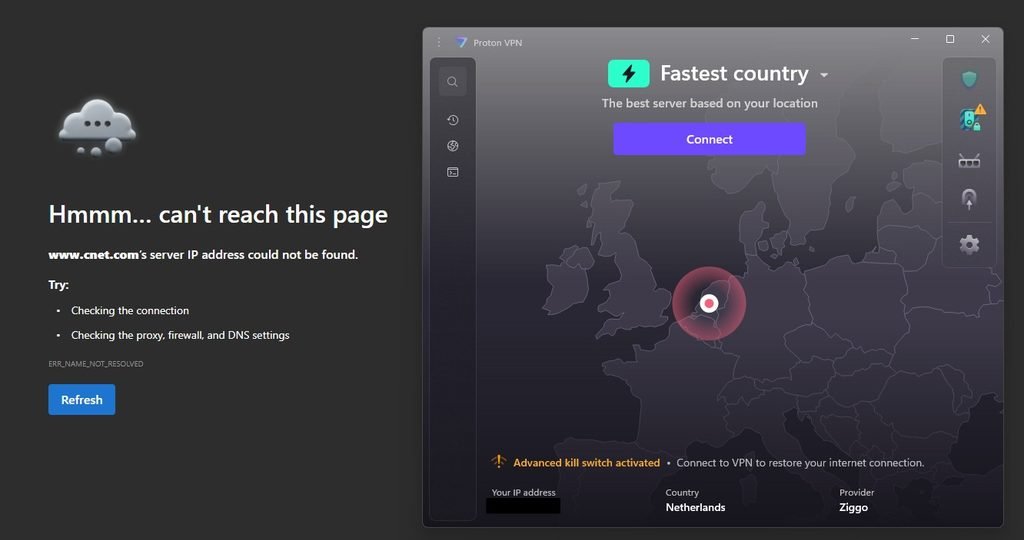 Proton VPN advanced kill switch activated after disconnect, blocking internet)