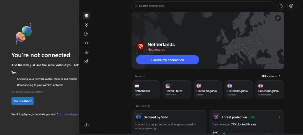 NordVPN kill switch blocking internet with no in-app warning message