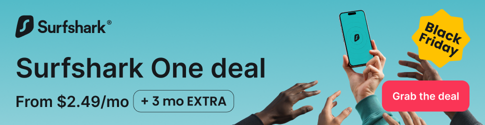 Surfshark Black Friday deal, Surfshark One from $2.49 per month